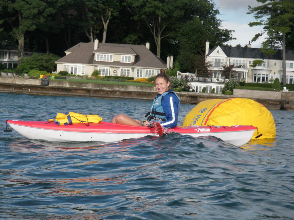 Maisey, one of our 10 kayakers on the course... keeping a watchful eye!