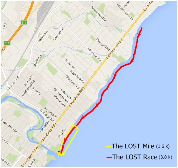 Start at Maple Grove - Finish at Navy St Pier for LOST Race. Start/Finish at Navy St Pier for LOST Mile.