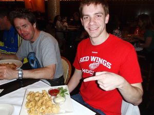 If you know anything about the Red Wings, you'll get the Fried Calamari joke that I ordered for Dylan!