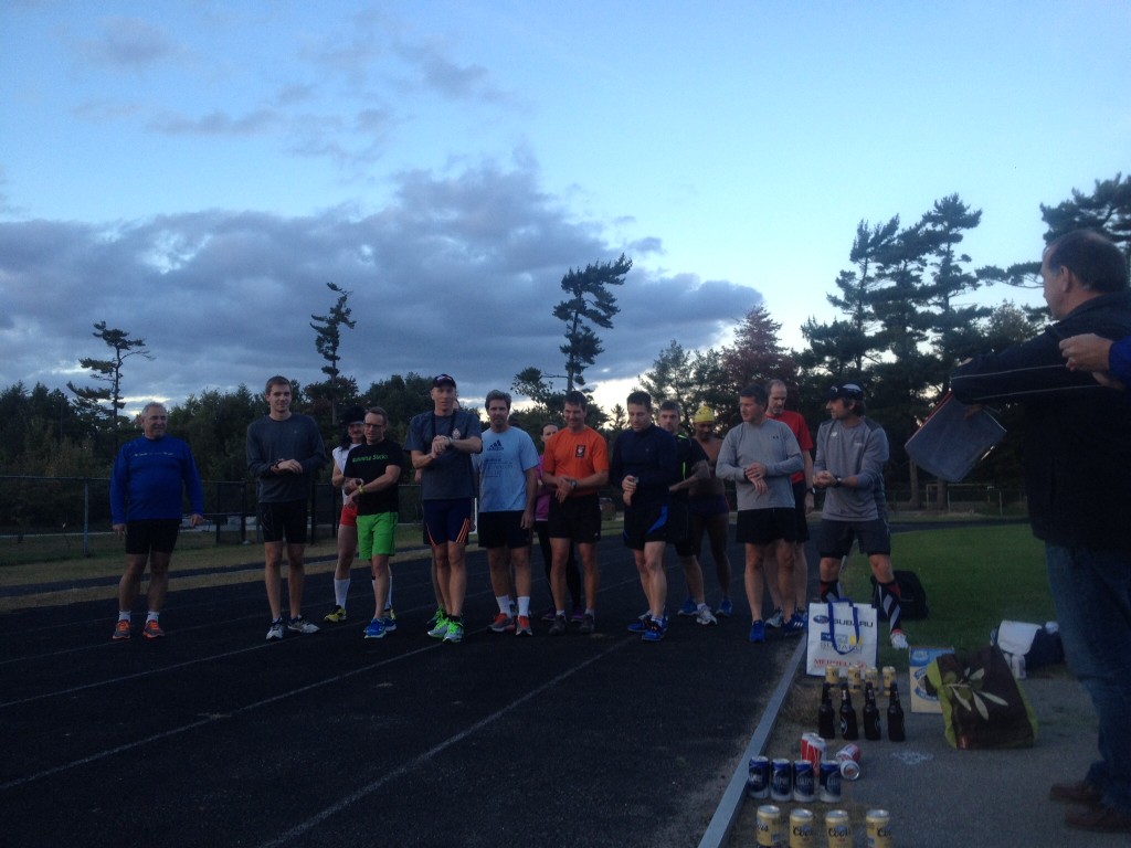 17 thirst competitors about to start the 2014 LOST Beer Mile!