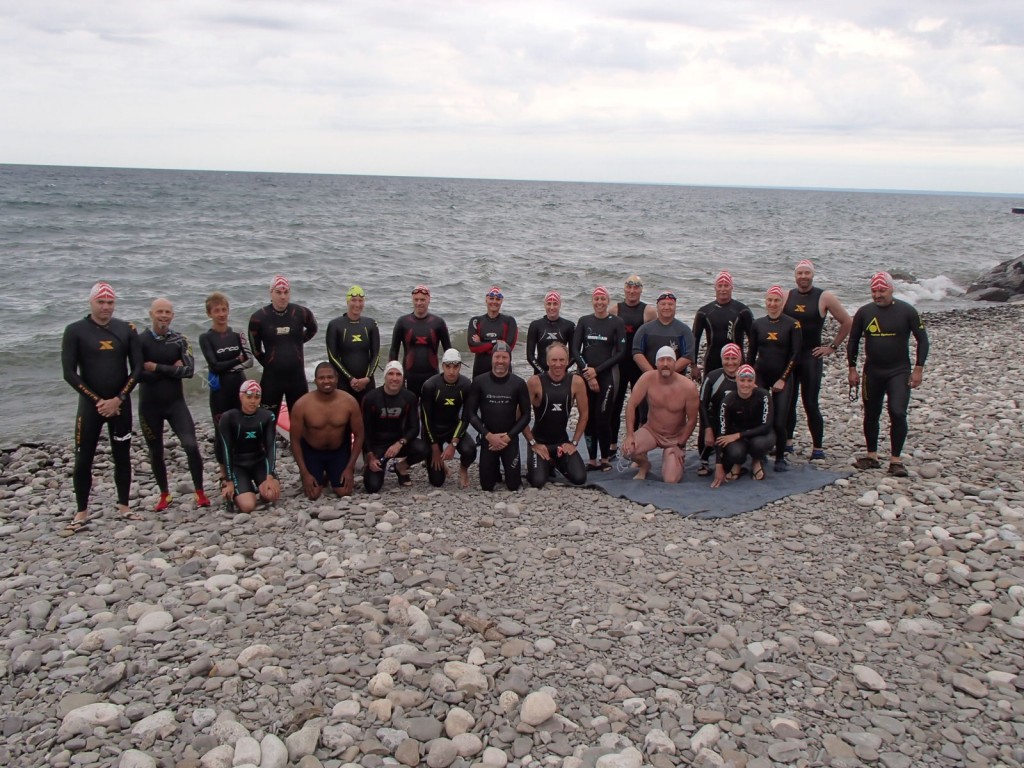 28 swimmers and 61F/15C... and some HUGE waves!!!  Nice.